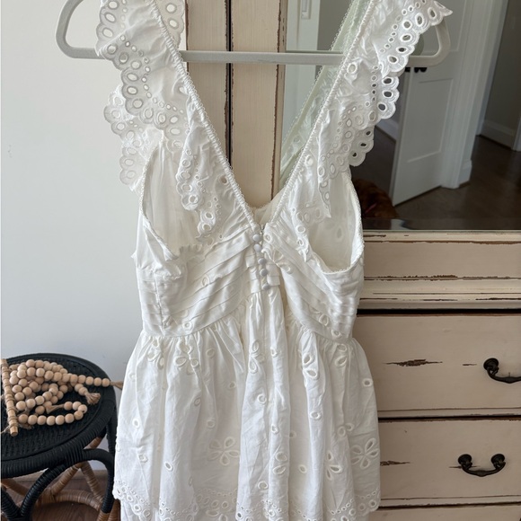 For Love & Lemons White Eyelet V-Neck Dress Size small - Picture 3 of 5